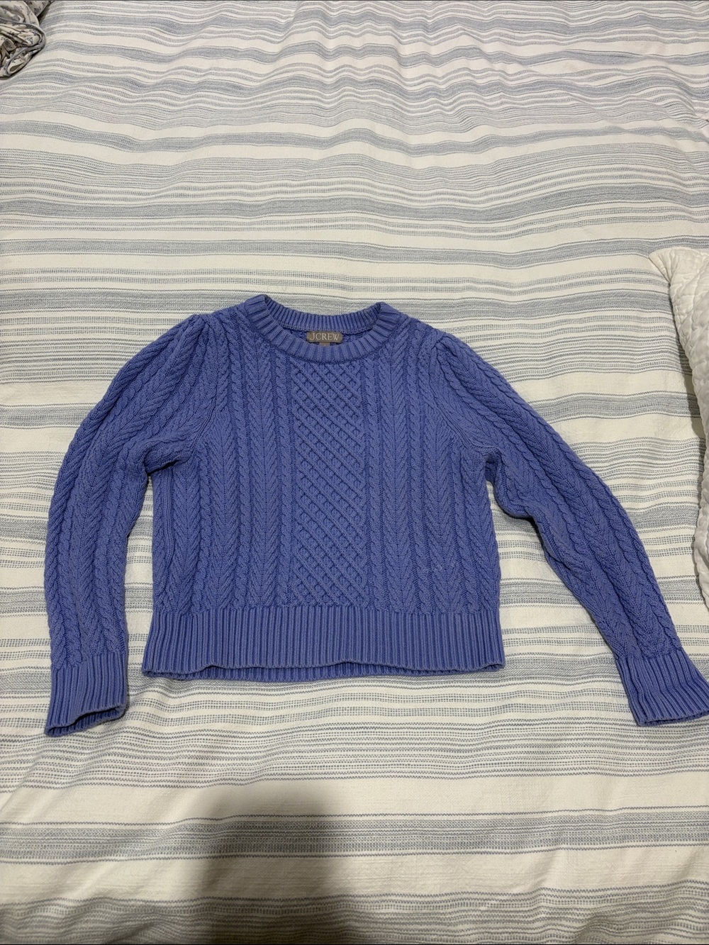 J. Crew Periwinkle Cable-Knit Crewneck Sweater